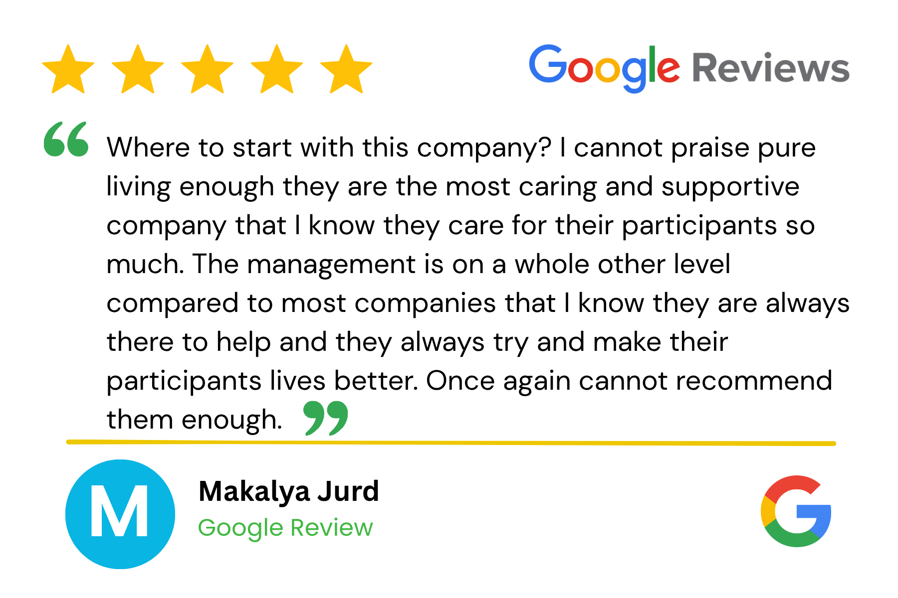 Google review 2 — 5 stars
